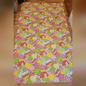 70s Large Vinyl Patchwork Print Tablecloth